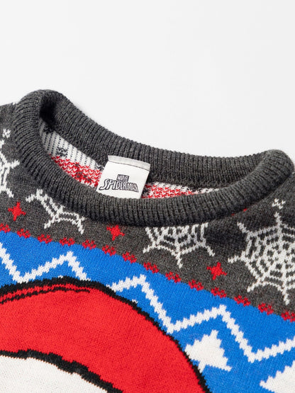 Dsiney Kidz - Vanilla Underground Blue Spiderman Character Face Christmas Jumper image 3