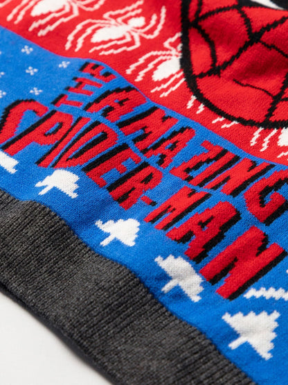 Dsiney Kidz - Vanilla Underground Blue Spiderman Character Face Christmas Jumper image 4