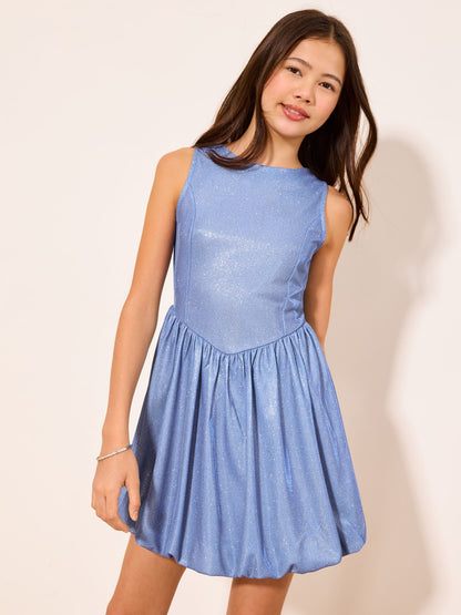 Lipsy Blue Glitter Puffball Party Dress (5-16yrs) image 1