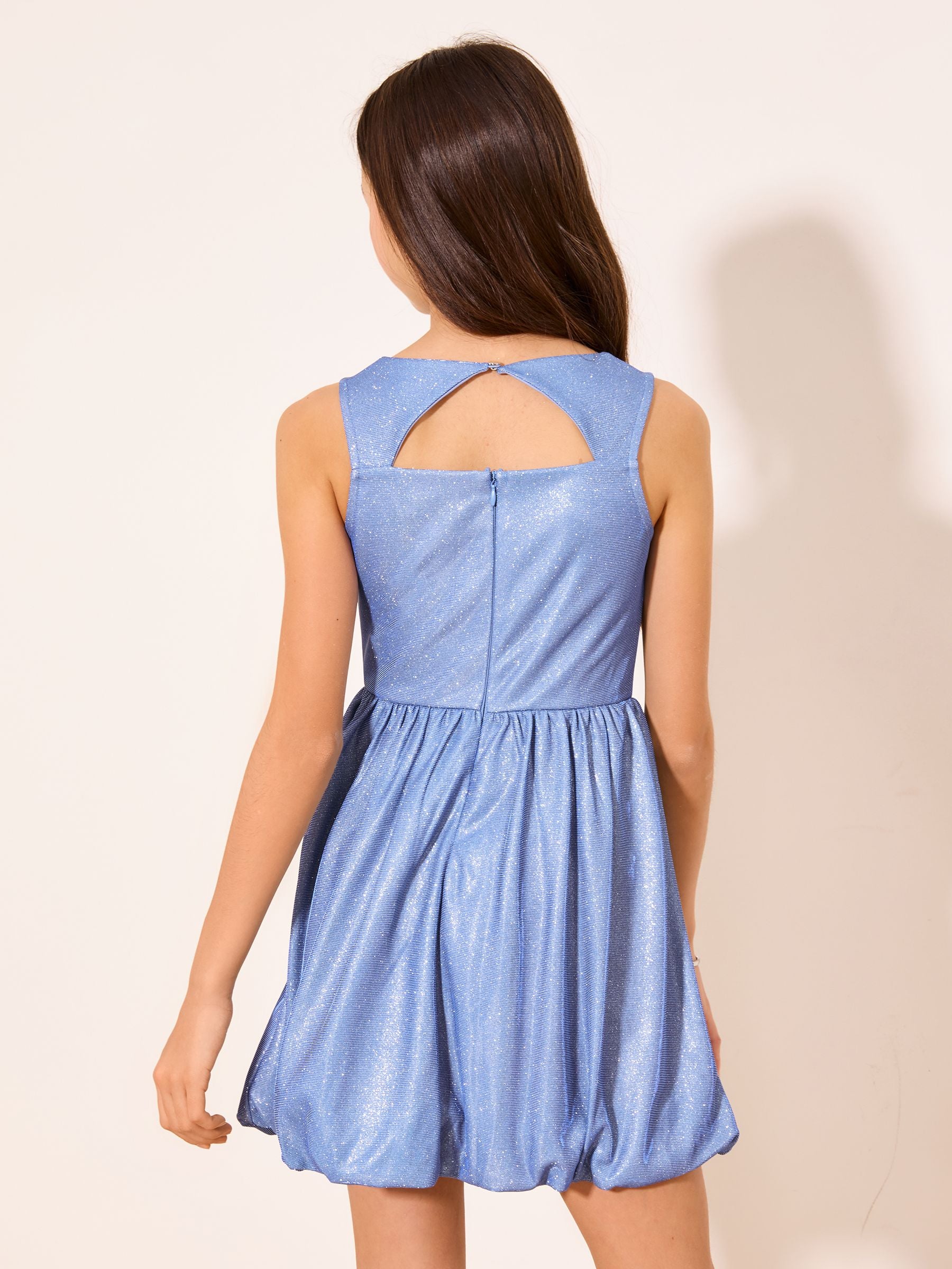 Lipsy Blue Glitter Puffball Party Dress (5-16yrs) image 5