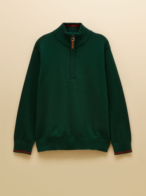 Dsiney Kidz - Joules Boys' Hillside Dark Green Knit Quarter Zip Jumper image 1