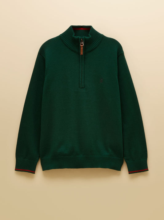 Dsiney Kidz - Joules Boys' Hillside Dark Green Knit Quarter Zip Jumper image 1