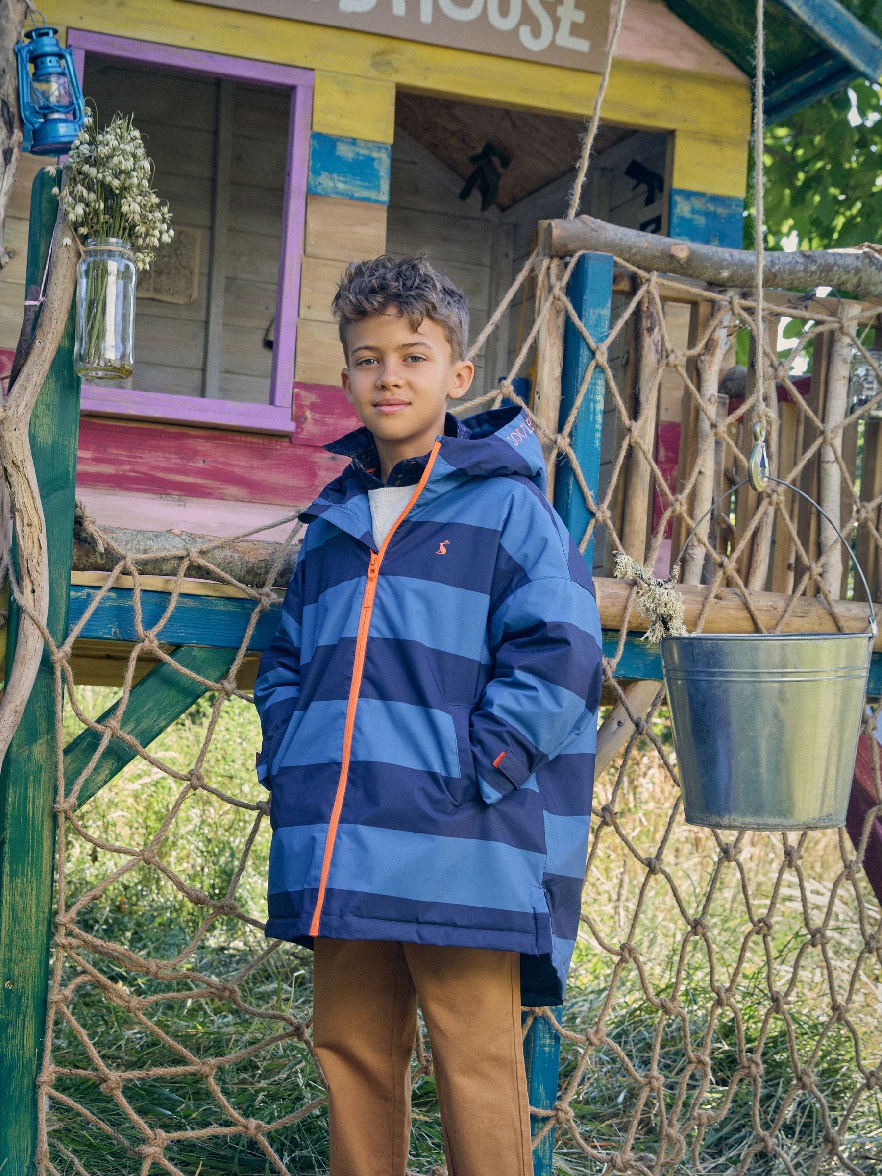 Dsiney Kidz - Joules Boys' Coverall Blue Stripe Oversized Fleece Lined Changing Robe image 1