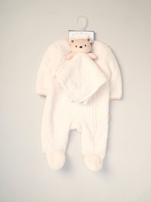 Rock-A-Bye Baby Boutique White Baby Borg Pramsuit And Comforter Set image 1