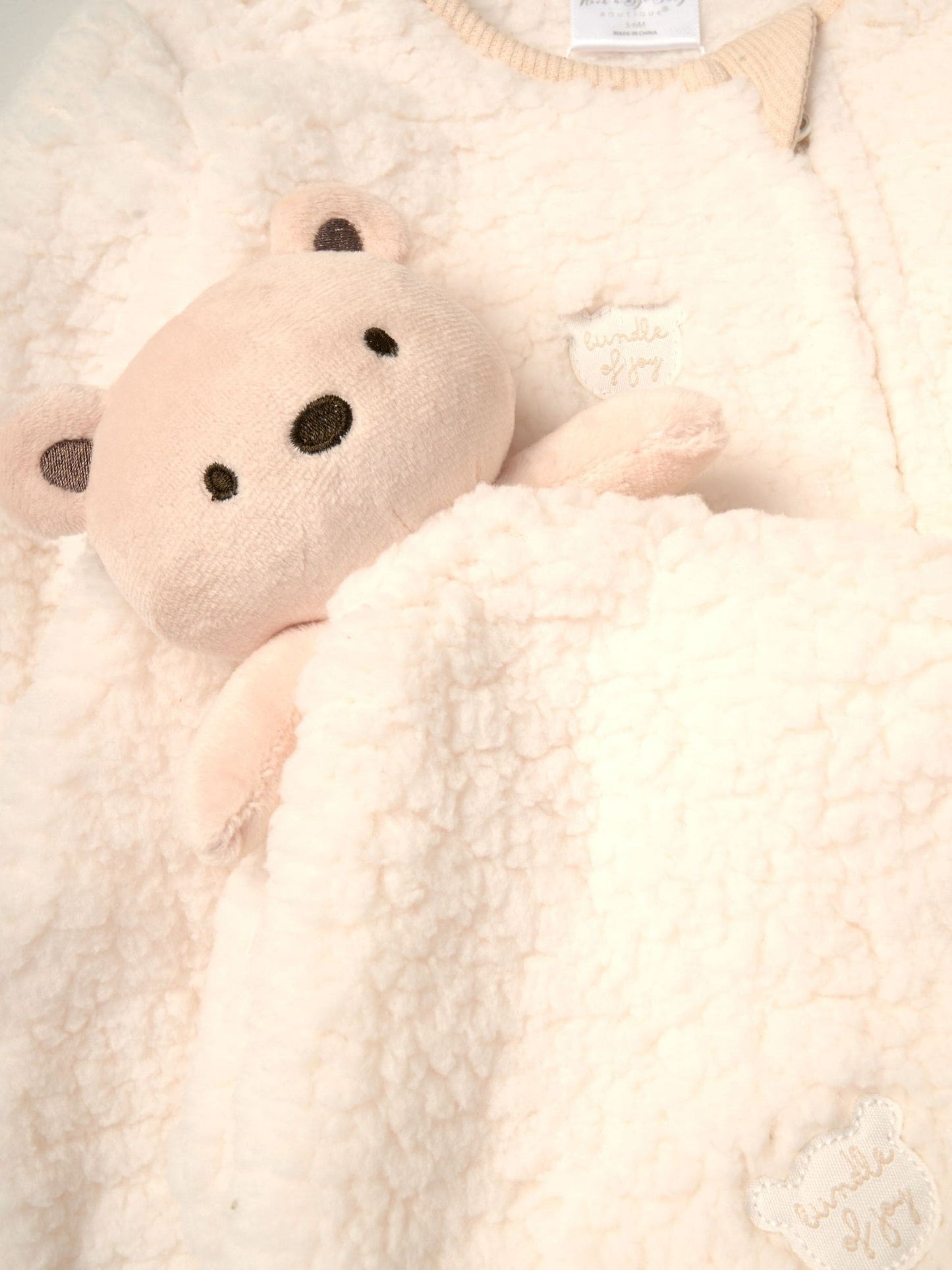 Rock-A-Bye Baby Boutique White Baby Borg Pramsuit And Comforter Set image 3