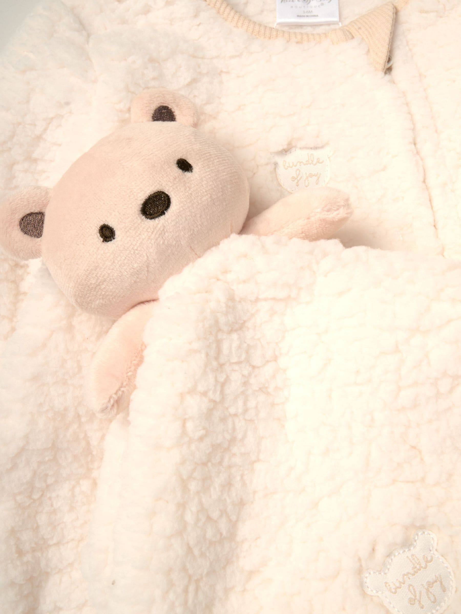 Rock-A-Bye Baby Boutique White Baby Borg Pramsuit And Comforter Set image 3