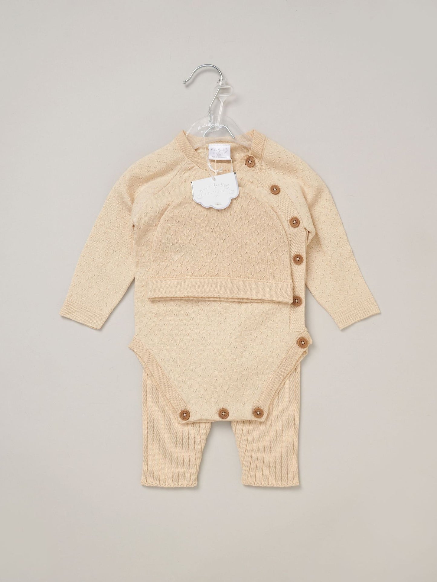 Rock-A-Bye Baby Boutique Brown Knit Bodysuits Leggings And Hats Set 3-Piece image 2
