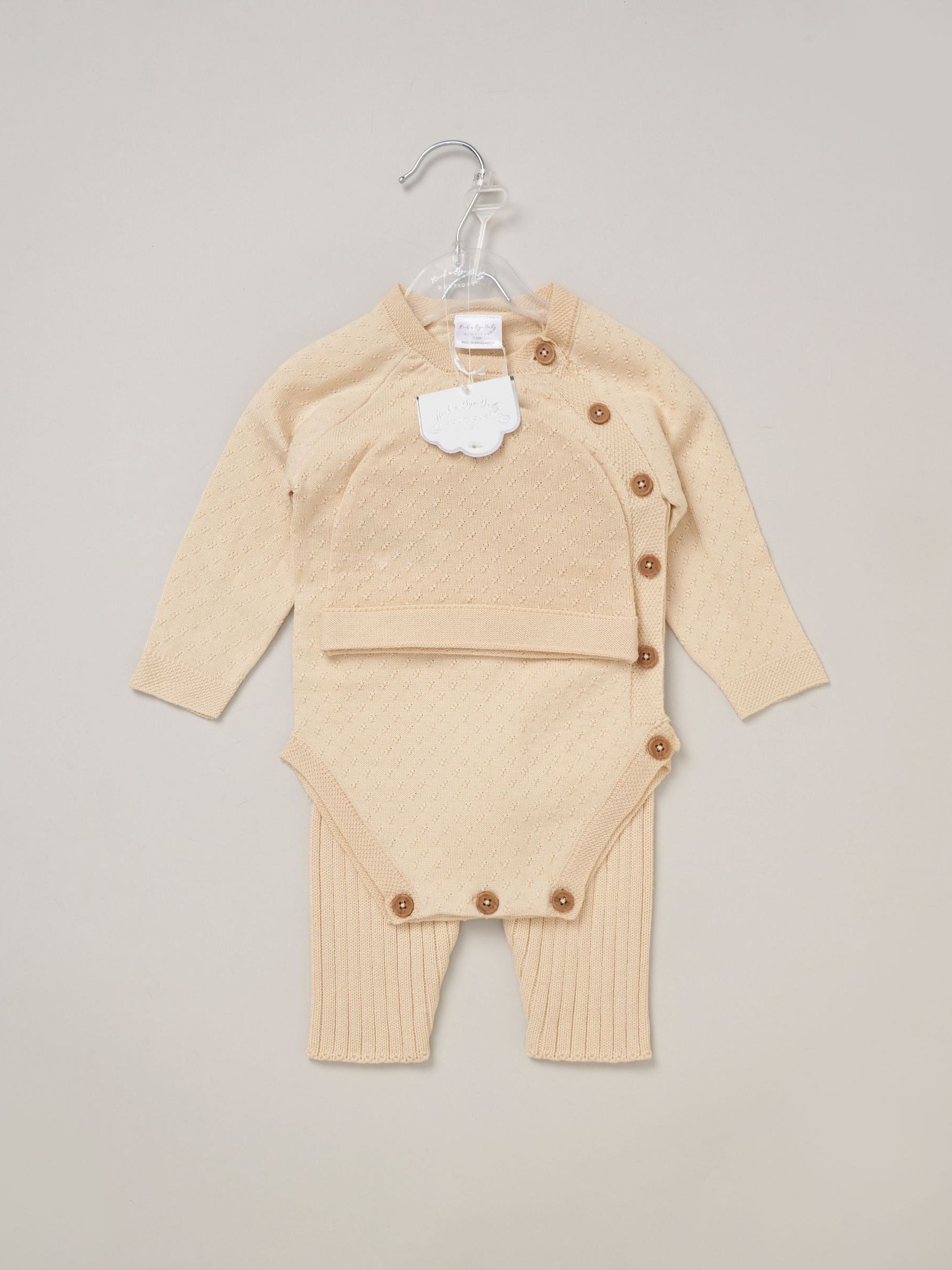 Rock-A-Bye Baby Boutique Brown Knit Bodysuits Leggings And Hats Set 3-Piece image 2