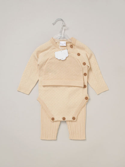 Rock-A-Bye Baby Boutique Brown Knit Bodysuits Leggings And Hats Set 3-Piece image 2