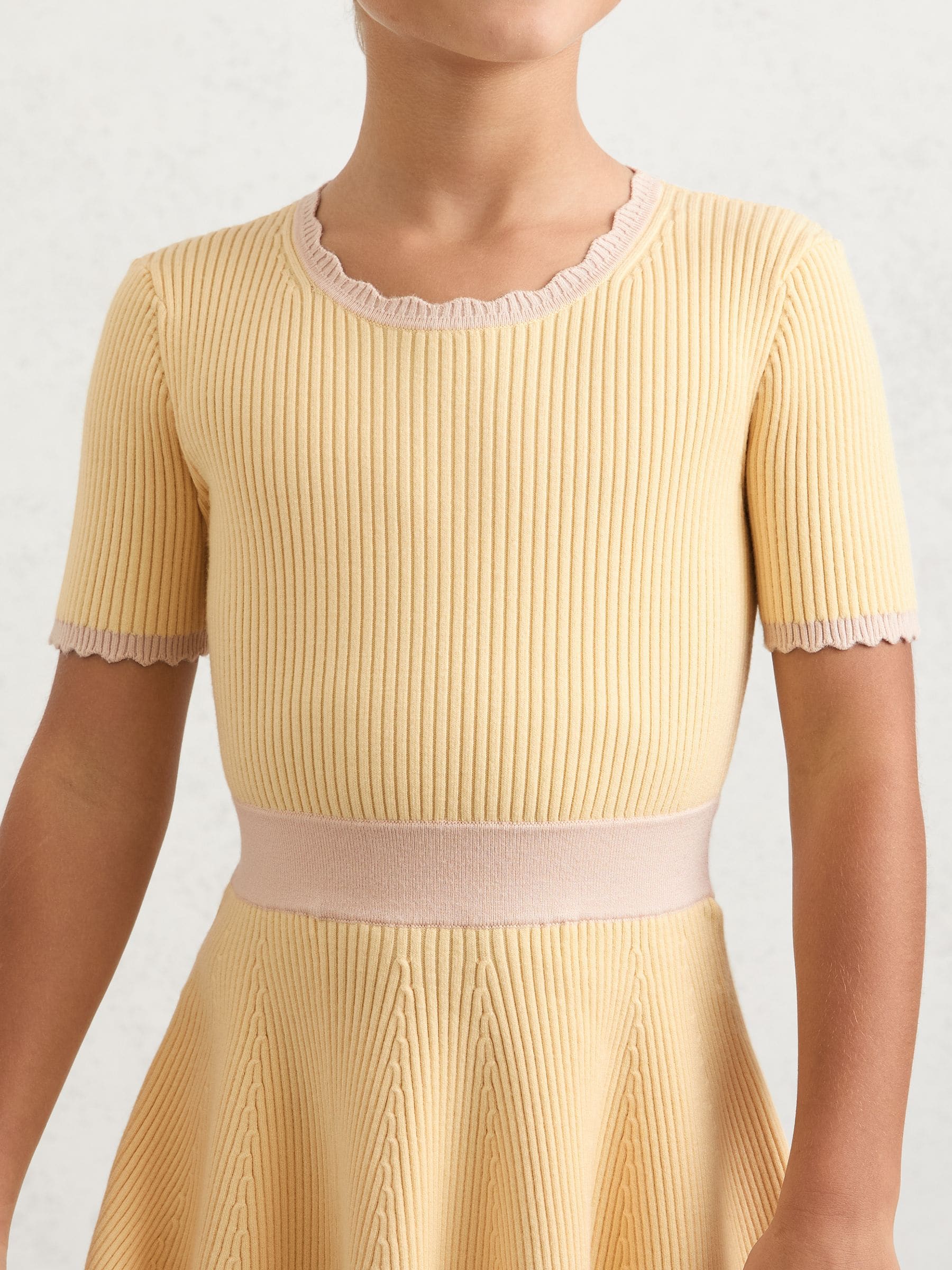 Reiss Lemon Coraline 9-13 yrs Rib-Knit Colour-Block Dress image 1