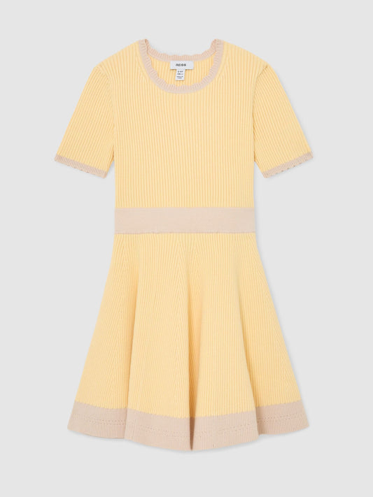 Reiss Lemon Coraline 9-13 yrs Rib-Knit Colour-Block Dress image 2
