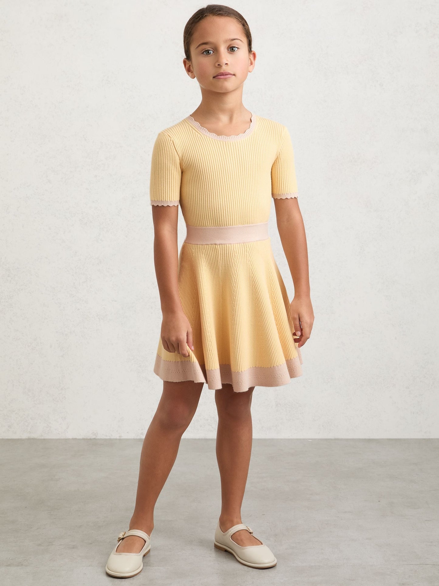 Reiss Lemon Coraline 9-13 yrs Rib-Knit Colour-Block Dress image 3