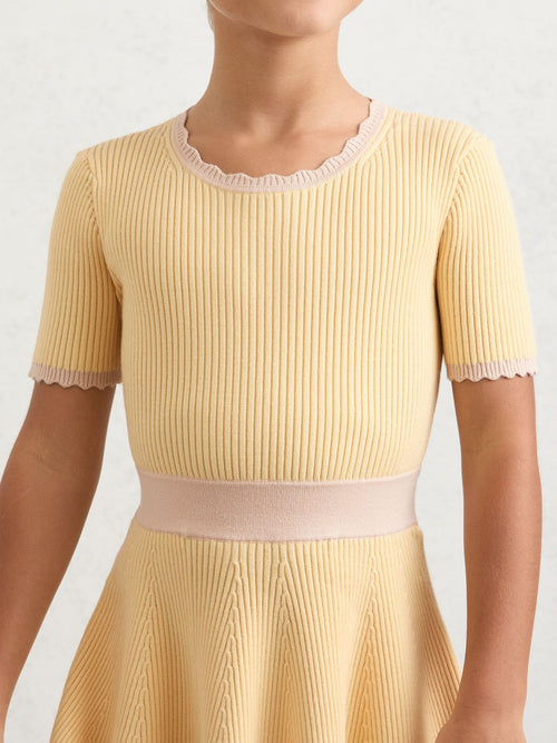 Reiss Lemon Coraline 9-13 yrs Rib-Knit Colour-Block Dress image 1