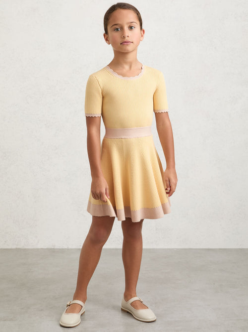 Reiss Lemon Coraline 3-9 yrs Rib-Knit Colour-Block Dress image 1