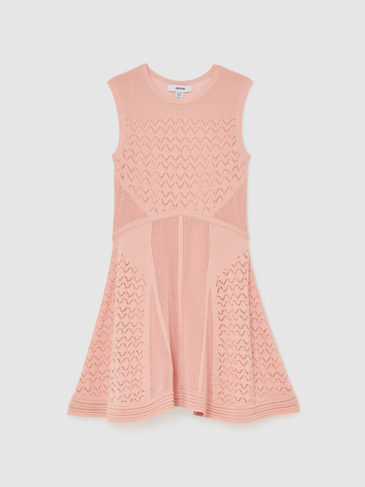 Reiss Pink Lindy 3-9 yrs Pointelle-Knit Flippy Dress image 1