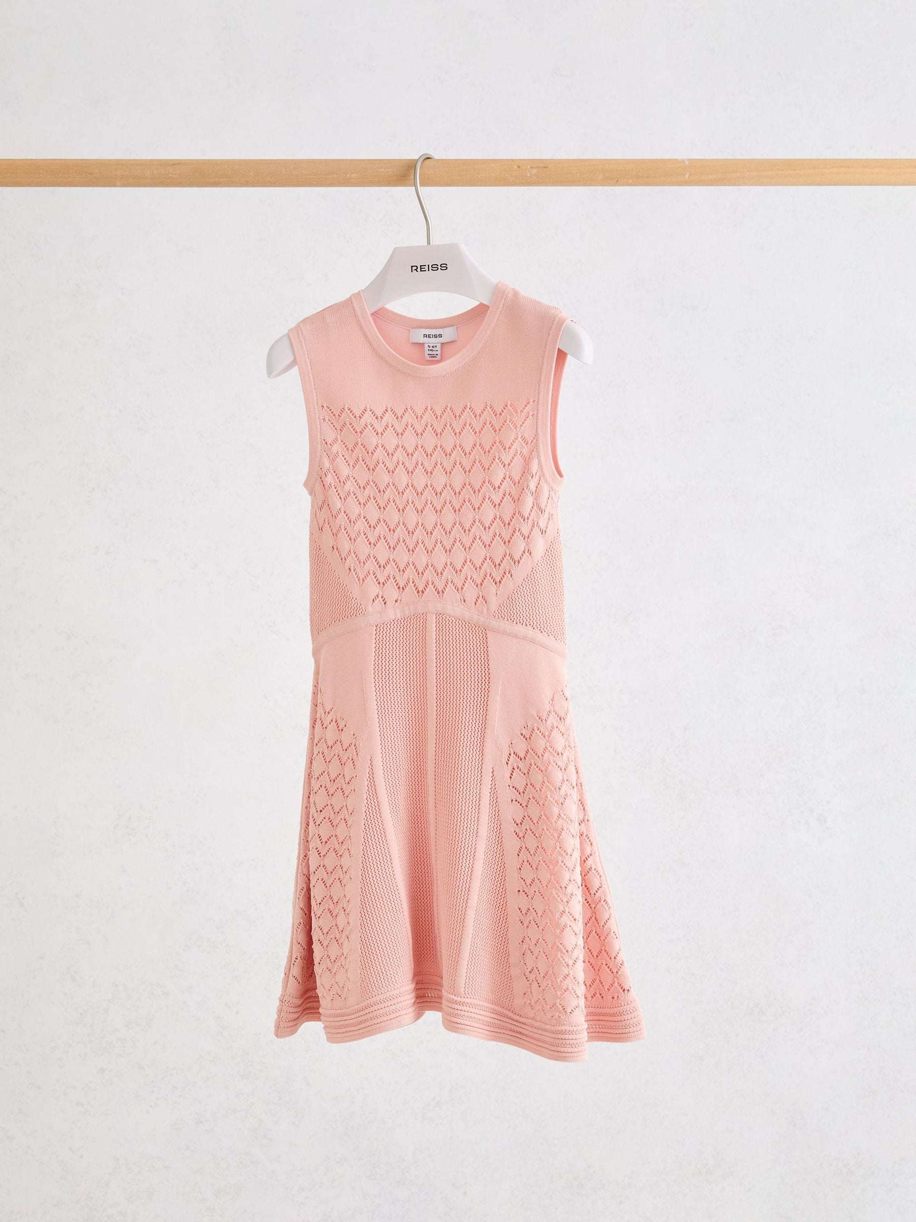 Reiss Pink Lindy 3-9 yrs Pointelle-Knit Flippy Dress image 2