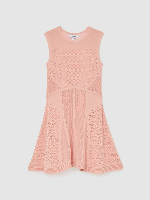 Reiss Pink Lindy 3-9 yrs Pointelle-Knit Flippy Dress image 1