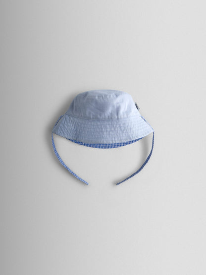JoJo Maman Bébé Light Blue Gingham Reversible Bucket Hat image 3