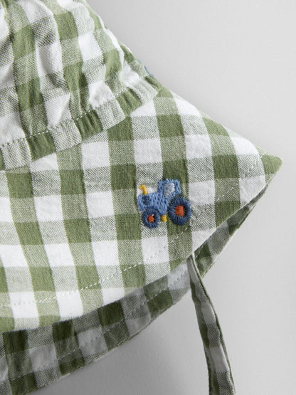 JoJo Maman Bébé Light Green Tractor Embroidered Floppy Sun Hat image 4