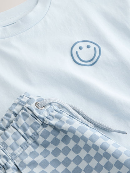 Blue Checkerboard Short Sleeve T-Shirt & Shorts Set (3mths-7yrs) image 10