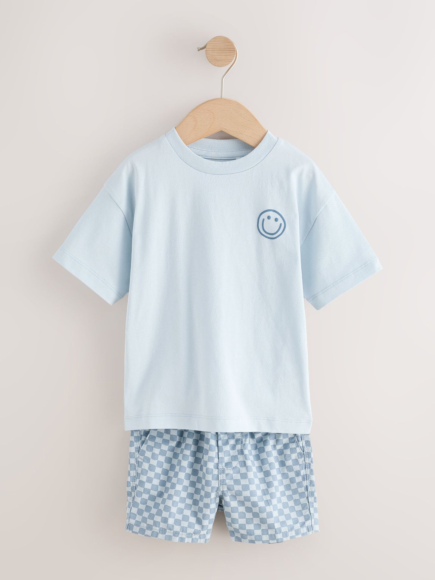 Blue Checkerboard Short Sleeve T-Shirt & Shorts Set (3mths-7yrs) image 6
