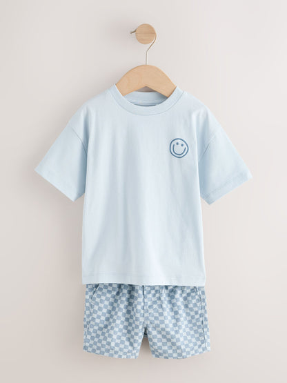 Blue Checkerboard Short Sleeve T-Shirt & Shorts Set (3mths-7yrs) image 6