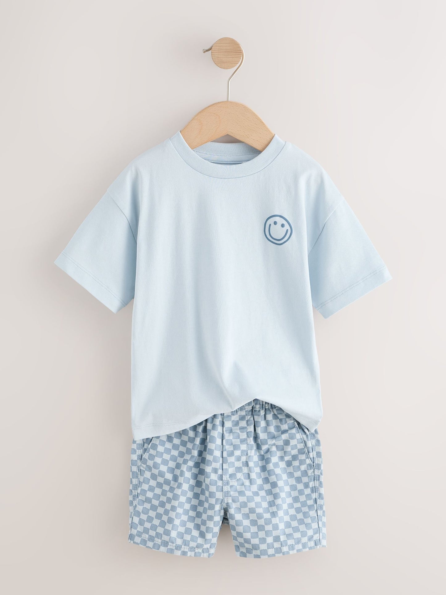 Blue Checkerboard Short Sleeve T-Shirt & Shorts Set (3mths-7yrs) image 7