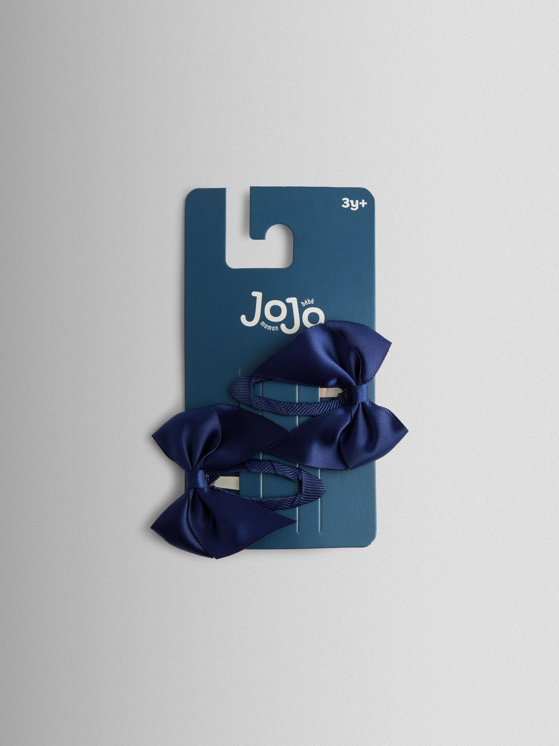 JoJo Maman Bébé Navy Satin Bow Clips 2 Pack image 1