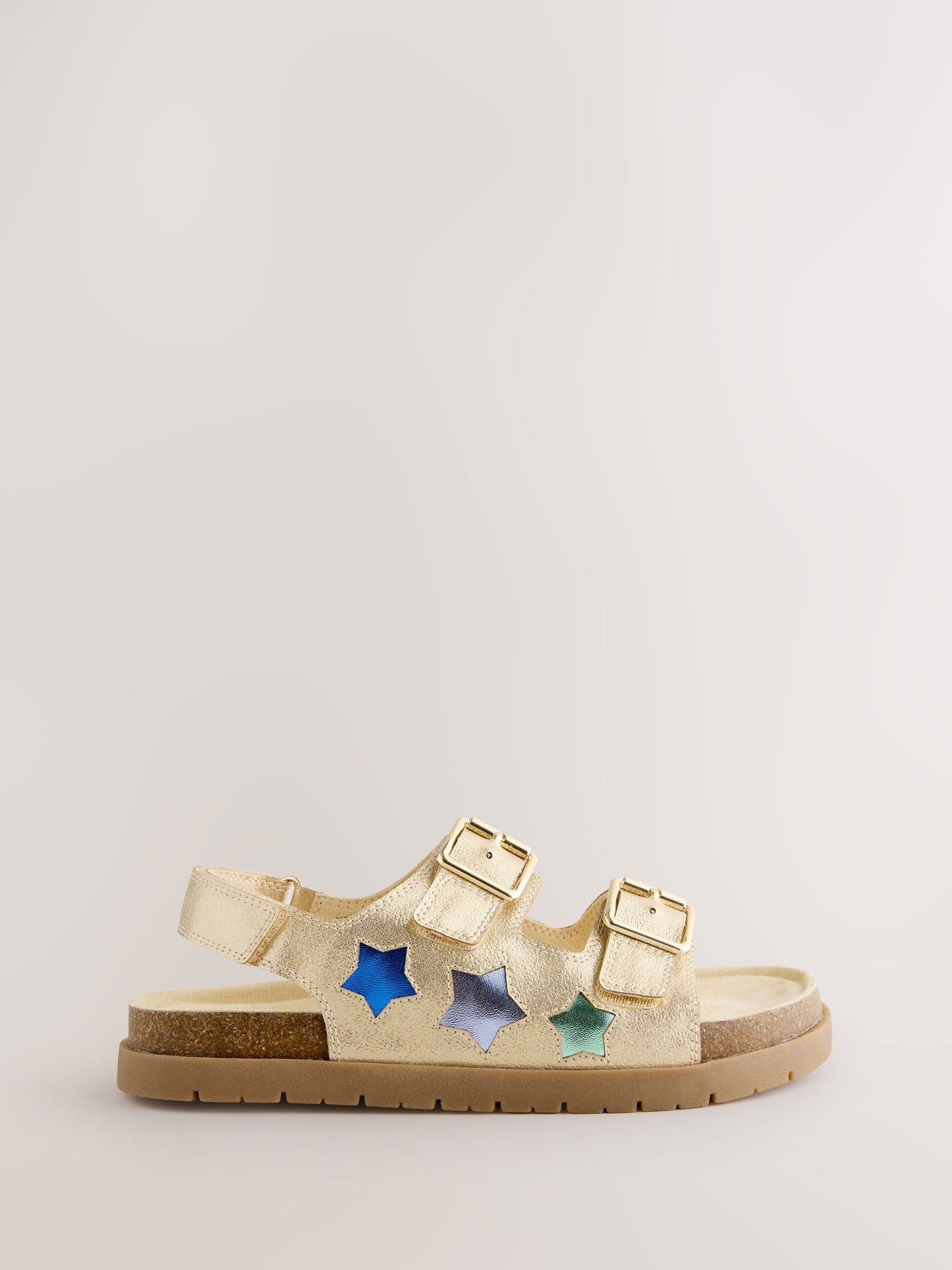 Little Bird by Jools Oliver Gold Metallic Rainbow Double Buckle Footbed Sandals image 2