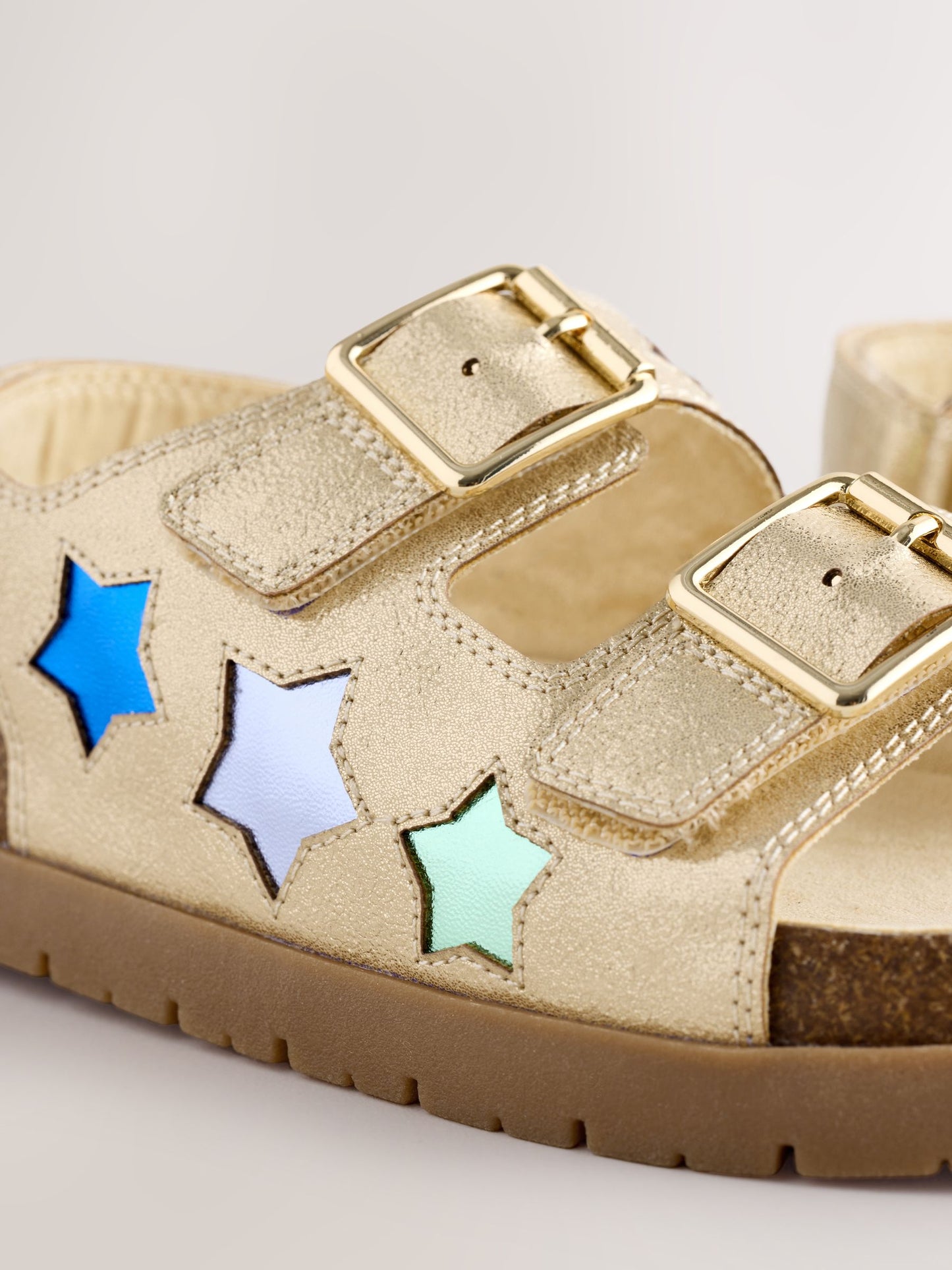 Little Bird by Jools Oliver Gold Metallic Rainbow Double Buckle Footbed Sandals image 4