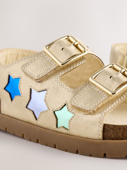 Little Bird by Jools Oliver Gold Metallic Rainbow Double Buckle Footbed Sandals image 4