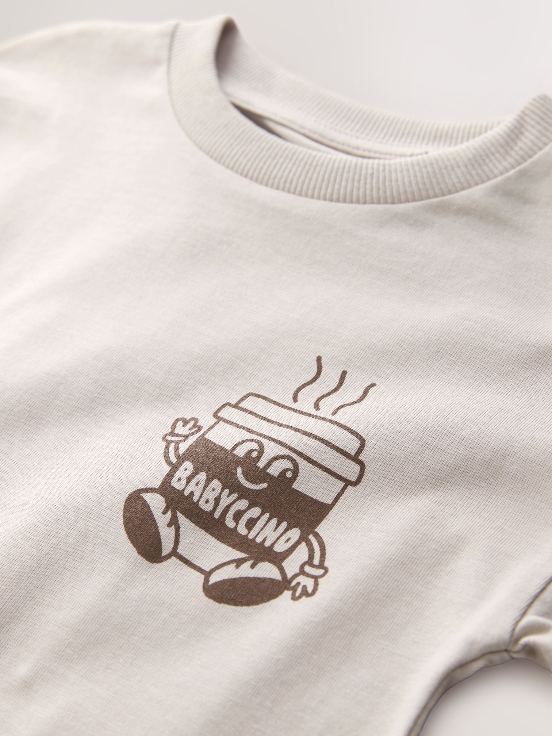 Stone Neutral Babyccino Long Sleeve Back Print T-Shirt (3mths-8yrs) image 4