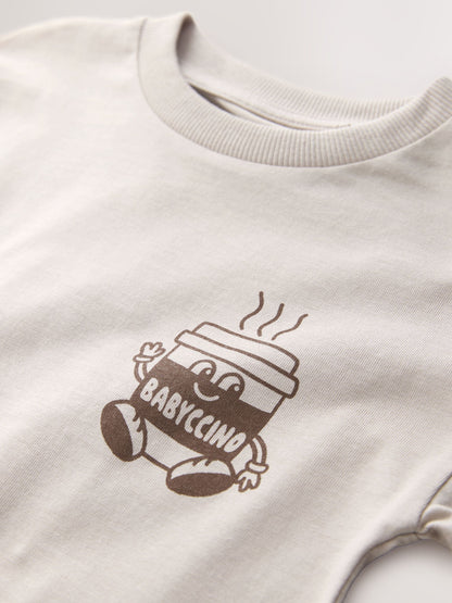 Stone Neutral Babyccino Long Sleeve Back Print T-Shirt (3mths-8yrs) image 4