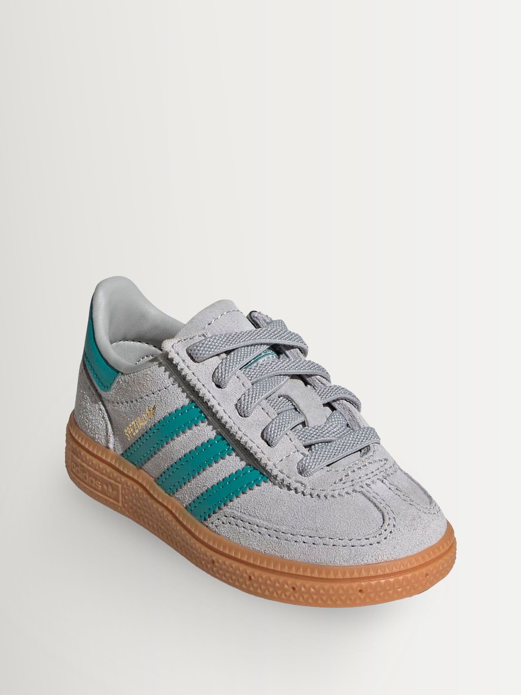 adidas Originals Grey/Green Handball Spezial Comfort Closure Elastic Lace Infant Trainers image 3