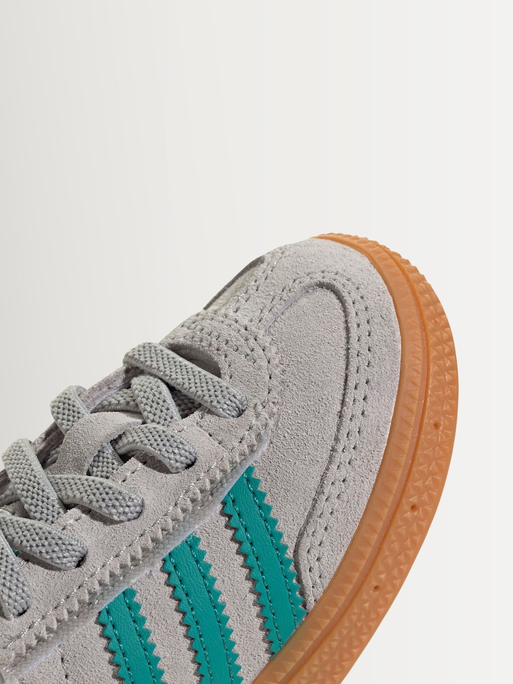adidas Originals Grey/Green Handball Spezial Comfort Closure Elastic Lace Infant Trainers image 6