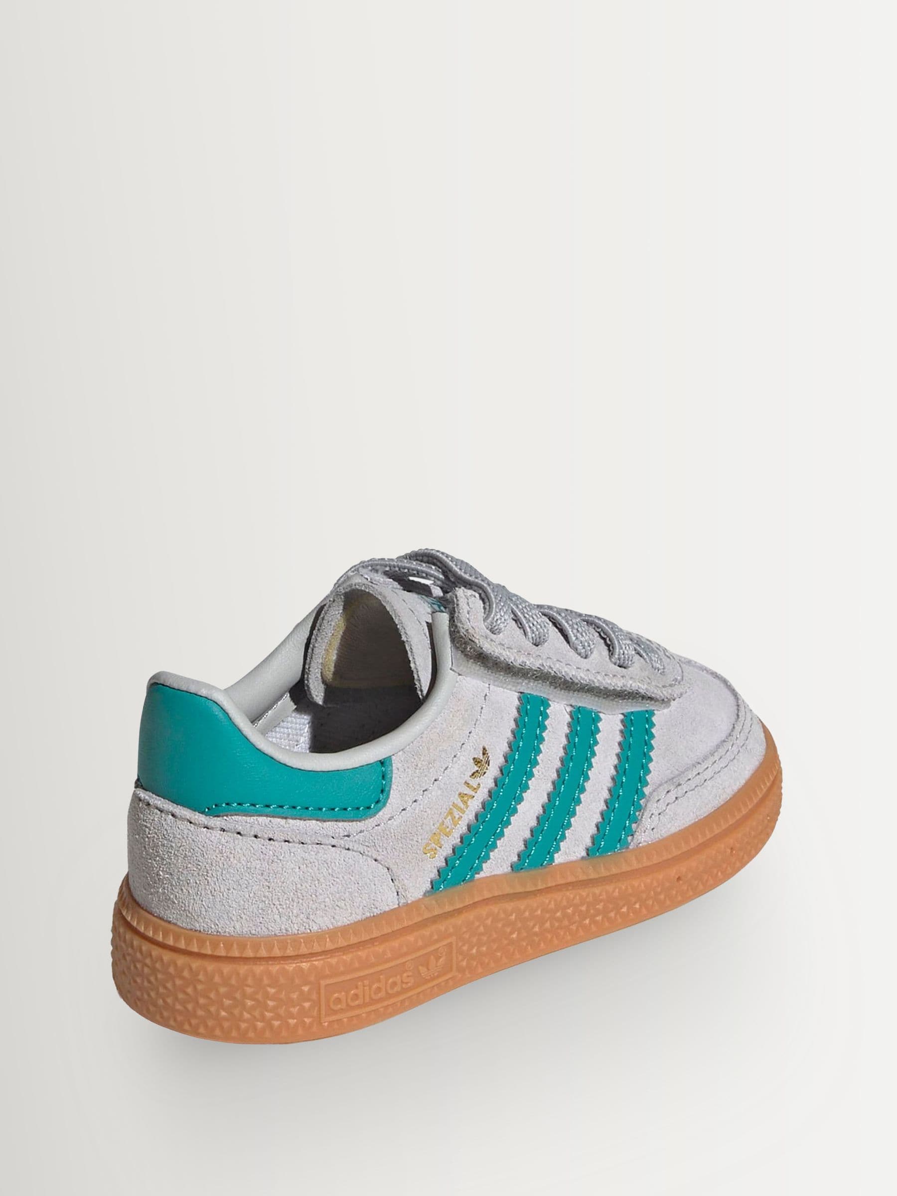 adidas Originals Grey/Green Handball Spezial Comfort Closure Elastic Lace Infant Trainers image 8