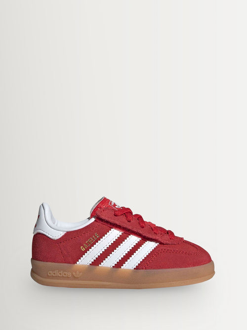 adidas Originals Red/White Gazelle Indoor Comfort Closure Elastic Lace Infant Trainers image 1