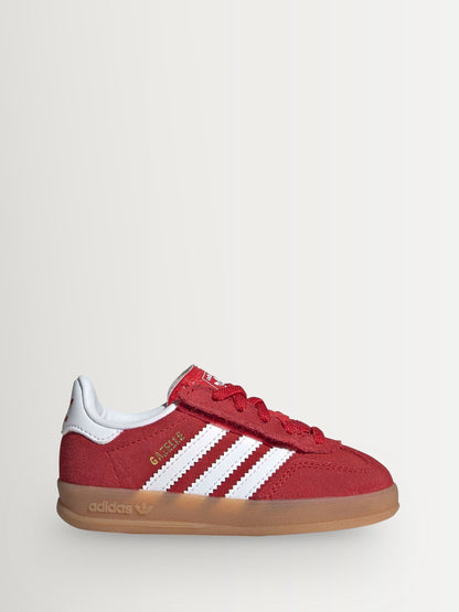 adidas Originals Red/White Gazelle Indoor Comfort Closure Elastic Lace Infant Trainers image 1