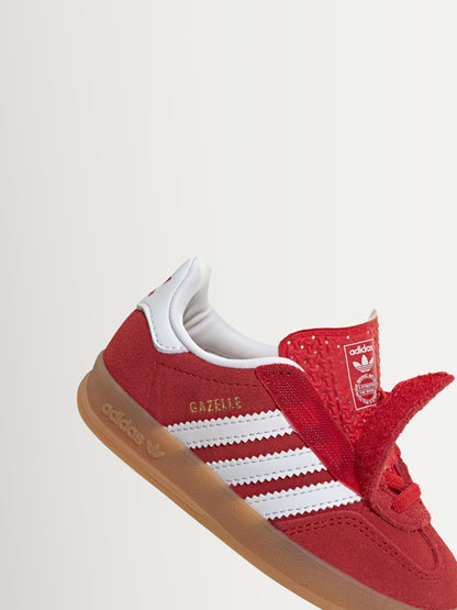 adidas Originals Red/White Gazelle Indoor Comfort Closure Elastic Lace Infant Trainers image 8