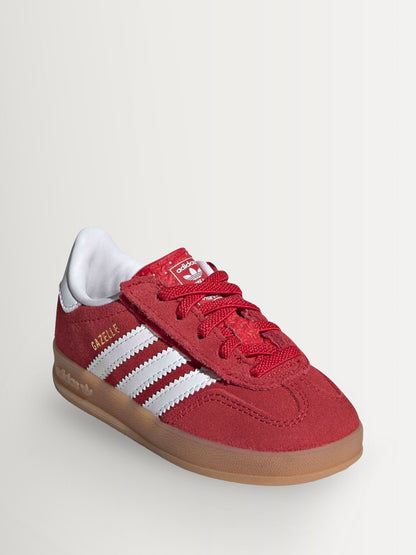 adidas Originals Red/White Gazelle Indoor Comfort Closure Elastic Lace Infant Trainers image 2