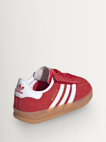 adidas Originals Red/White Gazelle Indoor Comfort Closure Elastic Lace Infant Trainers image 3