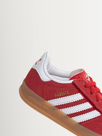 adidas Originals Red/White Gazelle Indoor Comfort Closure Elastic Lace Infant Trainers image 7