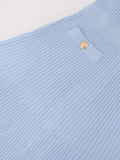 Reiss Pale Blue Miriam 3-9 yrs Pointelle-Knit Ribbed Dress image 3
