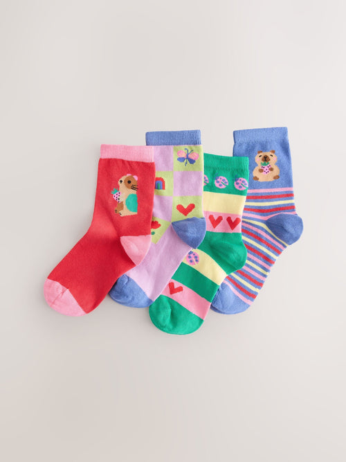 Multi Cotton Rich Capybara Ankle Socks 4 Pack image 1