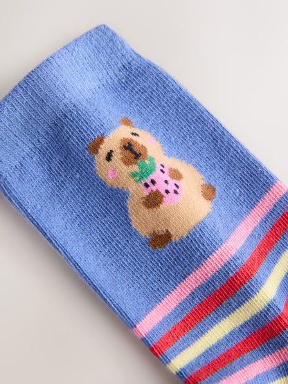 Multi Cotton Rich Capybara Ankle Socks 4 Pack image 3