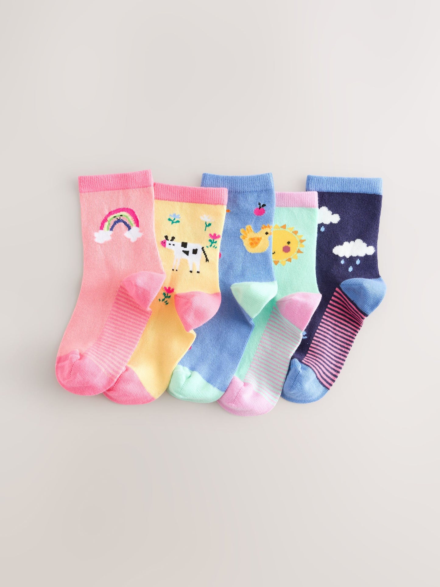 Multi Cotton Rich Farm Characters Ankle Socks 5 Pack image 1
