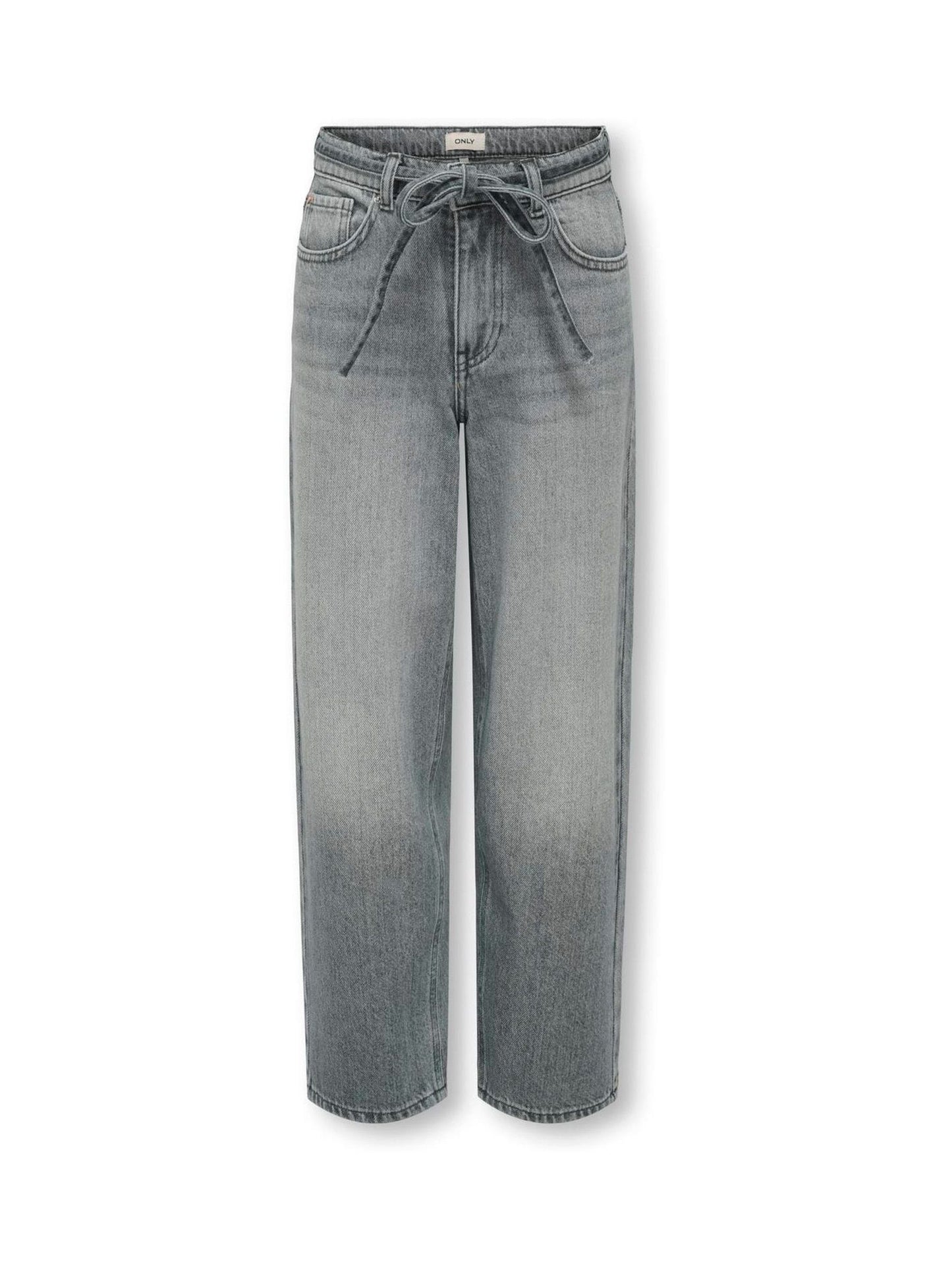 Dsiney Kidz - ONLY KIDS Grey Tie Waist Straight Fit Jeans With Adjustable Waist image 5