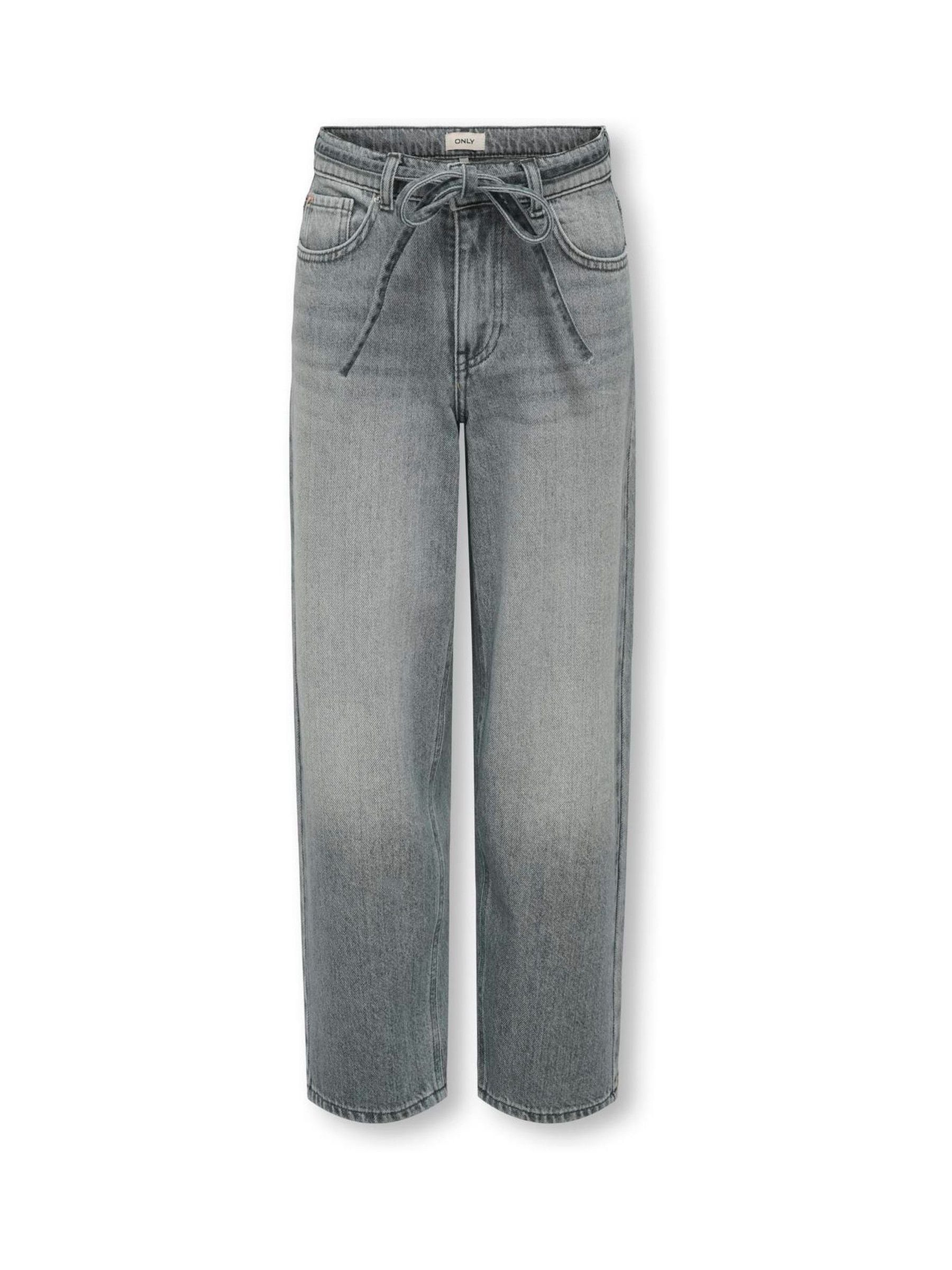 Dsiney Kidz - ONLY KIDS Grey Tie Waist Straight Fit Jeans With Adjustable Waist image 5