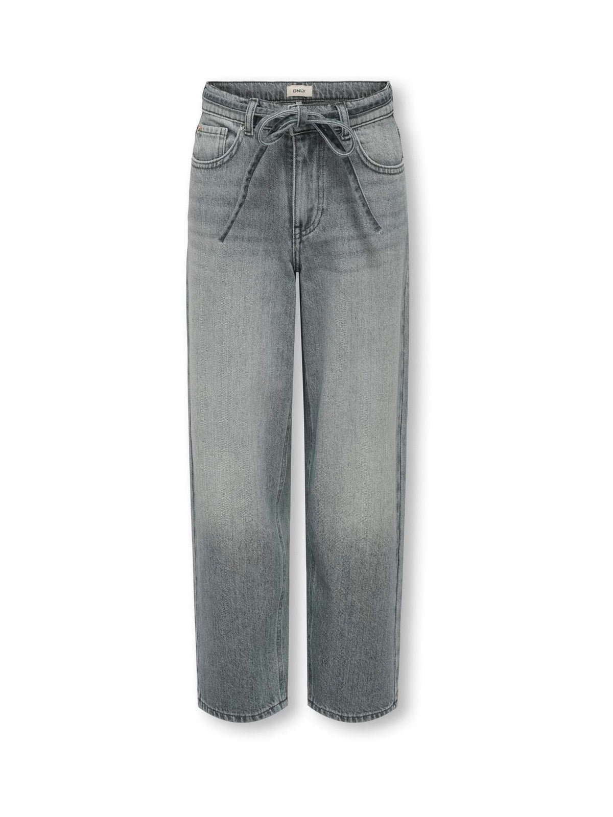 Dsiney Kidz - ONLY KIDS Grey Tie Waist Straight Fit Jeans With Adjustable Waist image 5