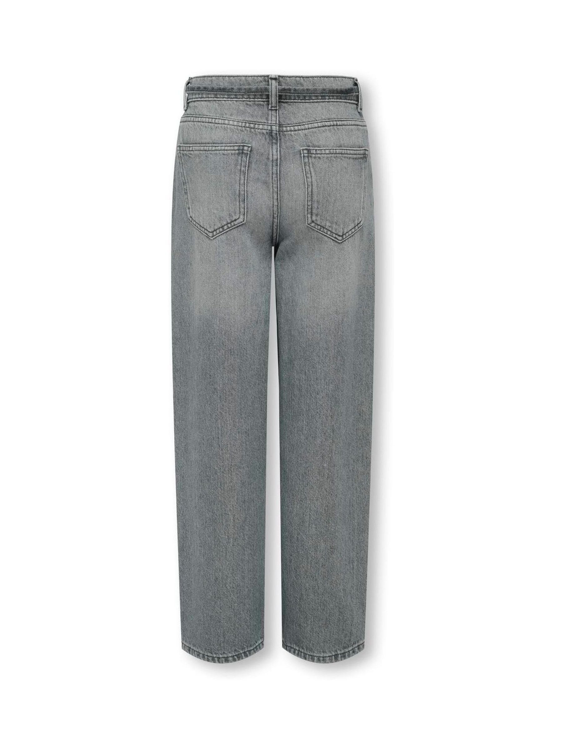 Dsiney Kidz - ONLY KIDS Grey Tie Waist Straight Fit Jeans With Adjustable Waist image 6